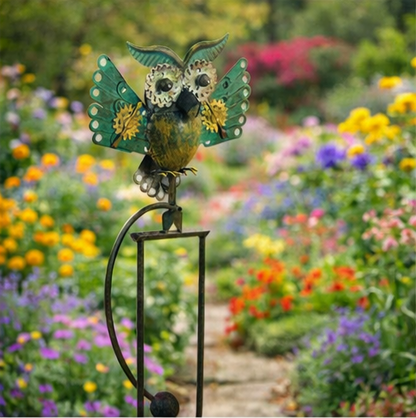 The Midnight Aeronaut | 53" Kinetic Owl-in-Flight Wind Sculpture | Esschert Design