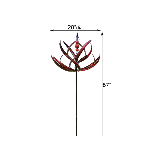 The Scarlet Reed Atmospheric Pillar | 87" Red Vertical Kinetic Wind Spinner | Marshall Home & Garden