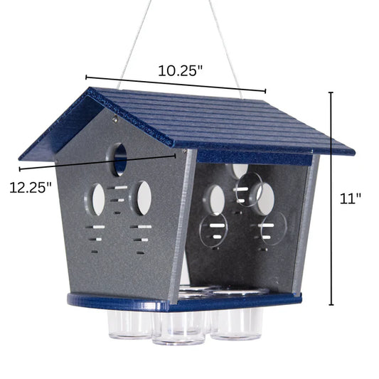 The 'Members Only Buffet' Ultimate Enclosed Bluebird Feeder | JCS Wildlife Recycled Poly-Lumber Bluebird Mealworm Feeder